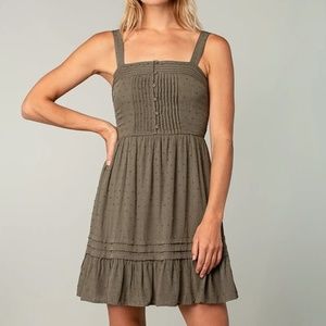 lovestitch Penelope Mini Dress olive textured mini sleeveless bohemian Swiss dot